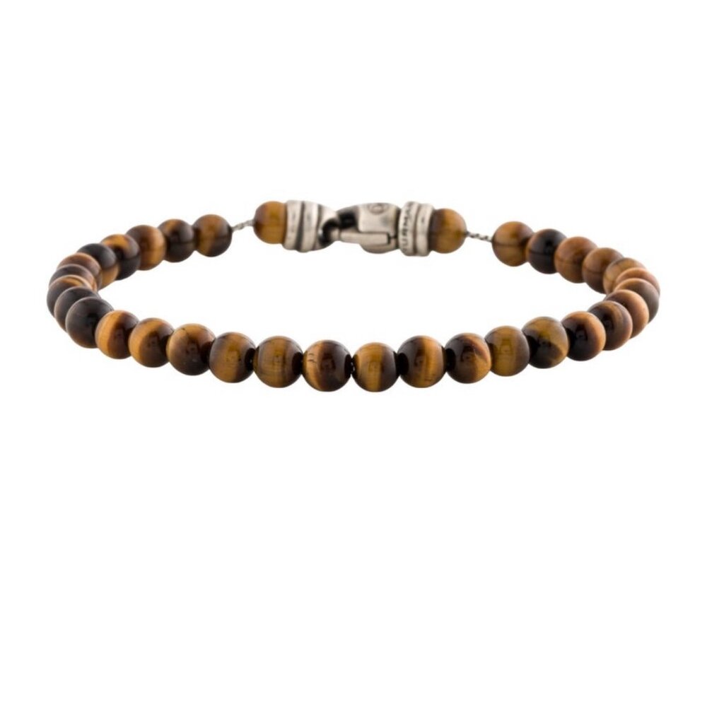 DAVID YURMAN TIGER'S EYE QUARTZ STERLING SILVER 925 SPIRITUAL BEAD BRACELET